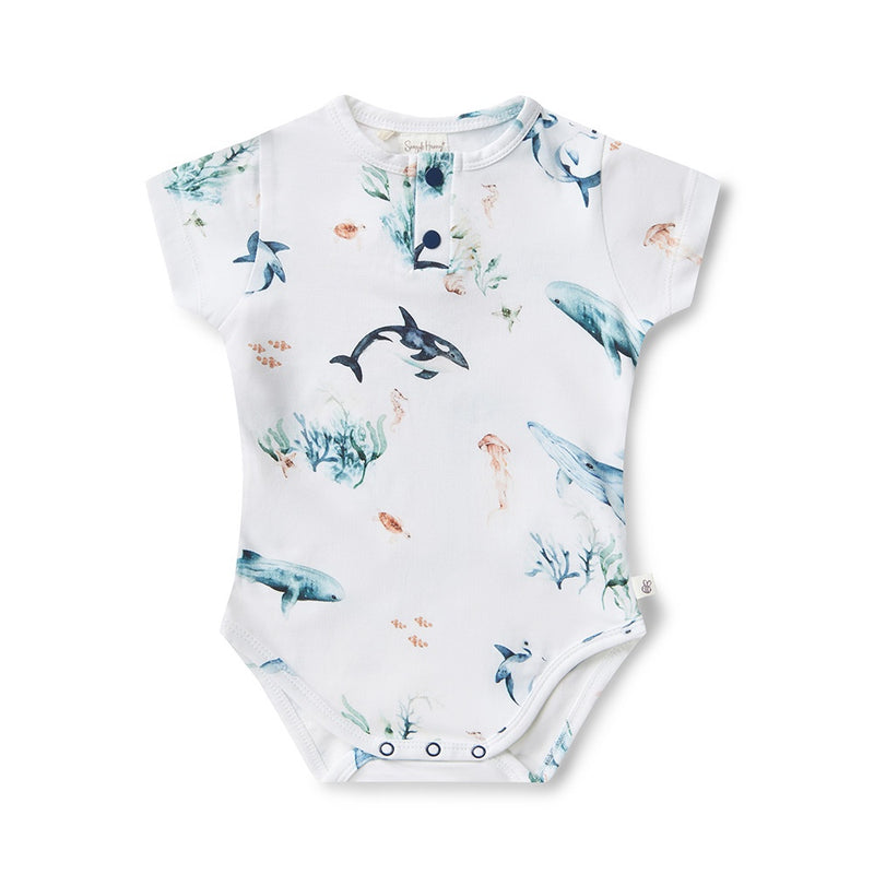 Short Sleeve Bodysuit - Ocean White