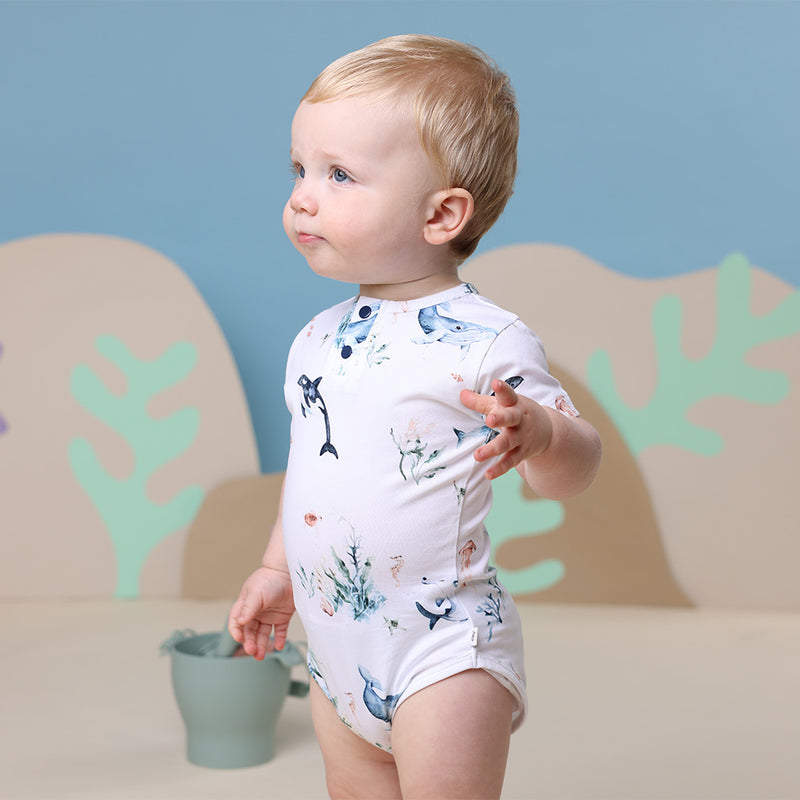 Short Sleeve Bodysuit - Ocean White