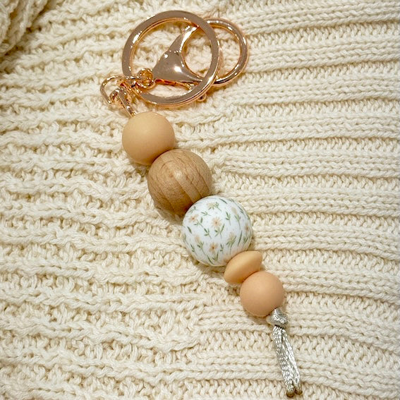 Spring Bloom Silicone Keyring / Nappy Bag Charm - Blush Daisies