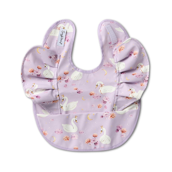 Snuggle Waterproof Bib with Frill - Swan Lake