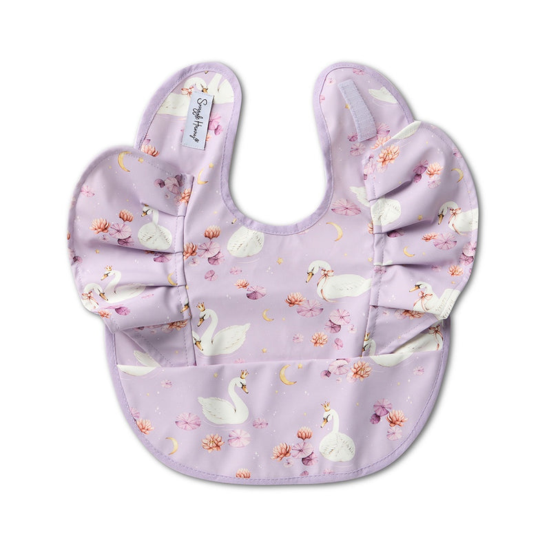 Snuggle Waterproof Bib with Frill - Swan Lake