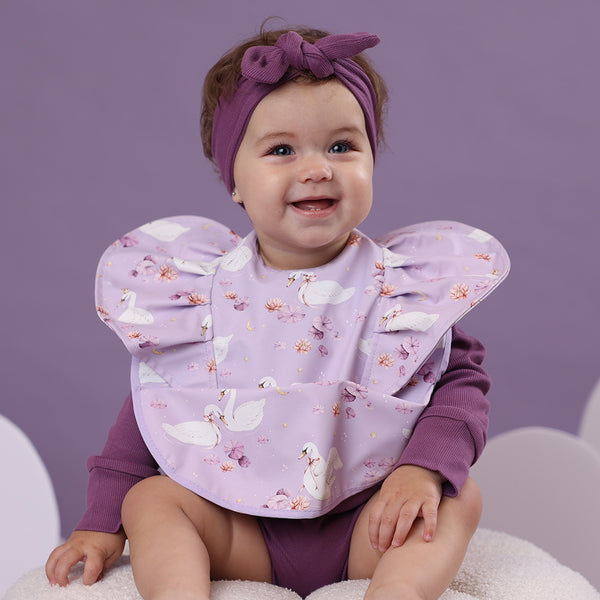 Snuggle Waterproof Bib with Frill - Swan Lake