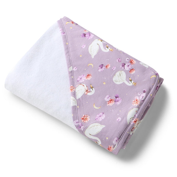 Organic Hooded Baby Towel - Swan Lake