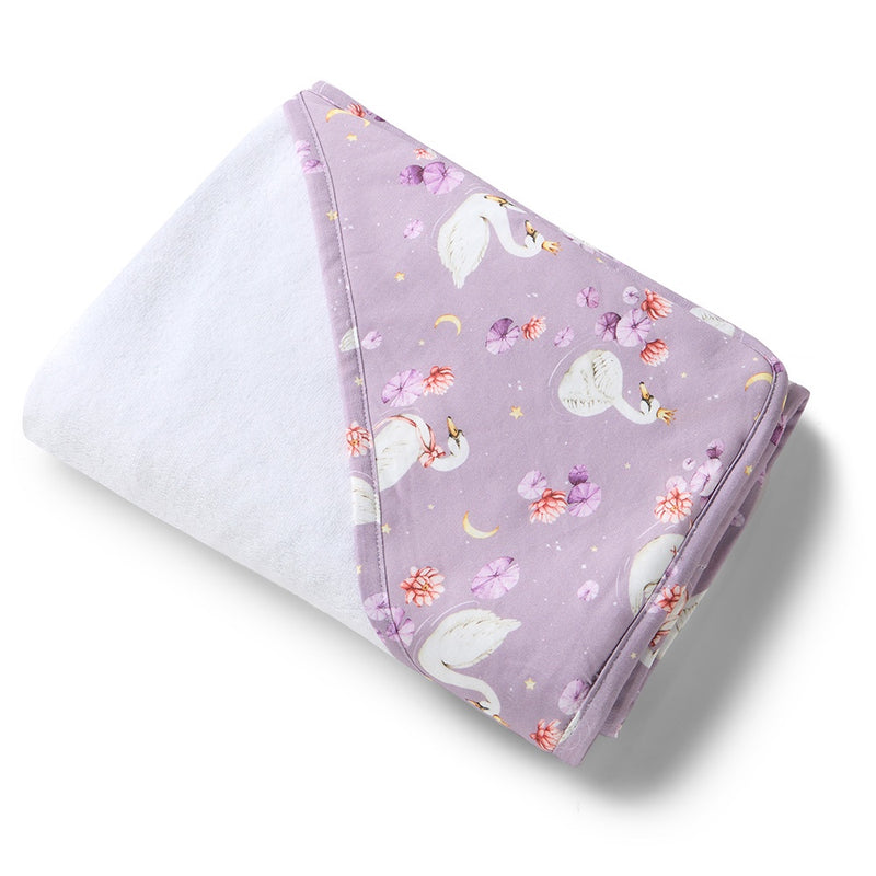 Organic Hooded Baby Towel - Swan Lake