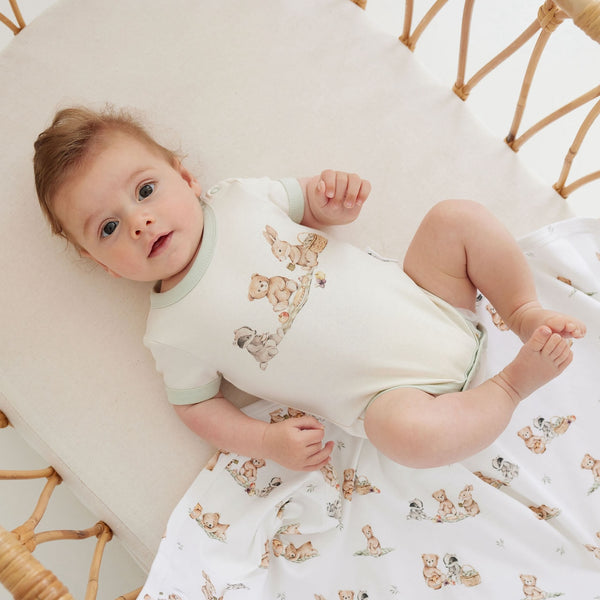 Teddy Picnic Print Onesie