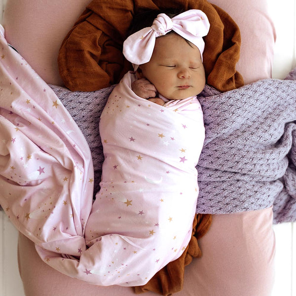 Snuggle Hunny Baby Jersey Wrap & Topknot Set - Twinkle