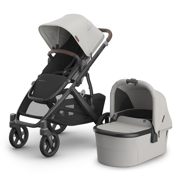 UPPAbaby VISTA V3 Stroller with Bassinet - Pearl Grey Jacquard/Carbon (Savannah)