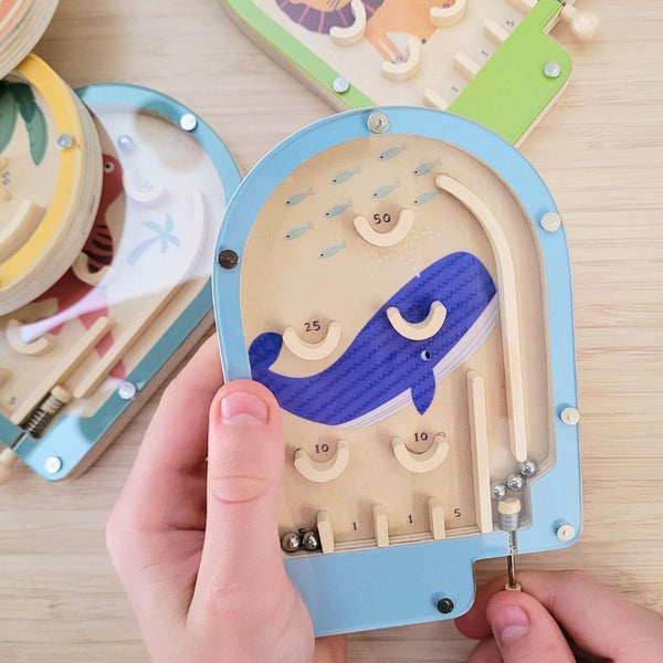Wooden Pinball Game - Whale