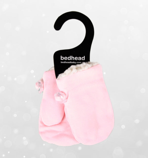 Fleecy Baby Mittens - Baby Pink Marle
