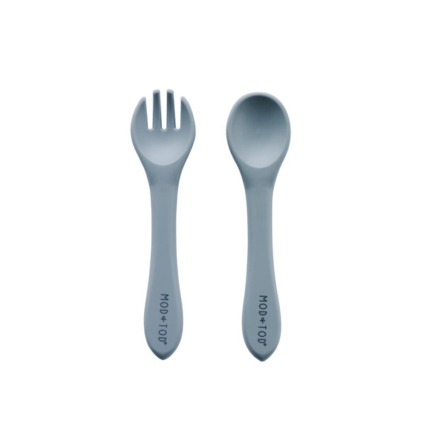 Mod & Tod Toddler Silicone Cutlery Set - Steel