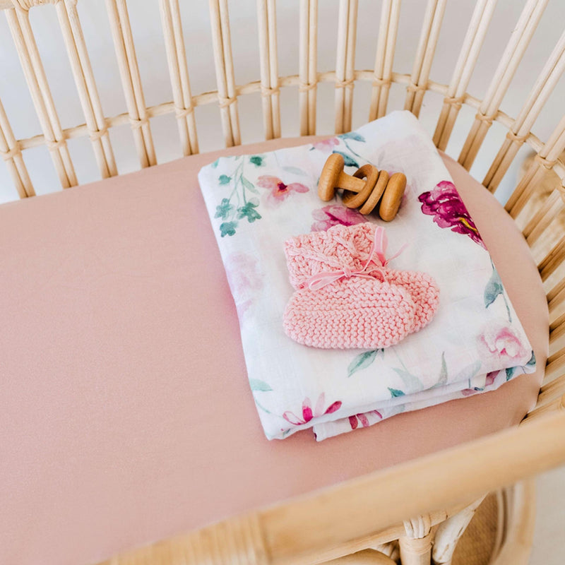 Bassinet Sheet / Change Pad Cover - Lullaby Pink