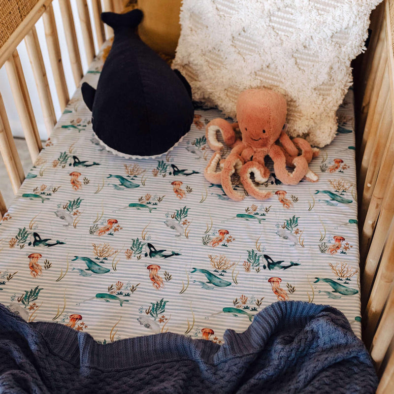 Snuggle Hunny Fitted Cot Sheet - Whale