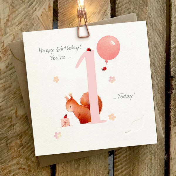 Ginger Betty Card - 1 Today (pink)