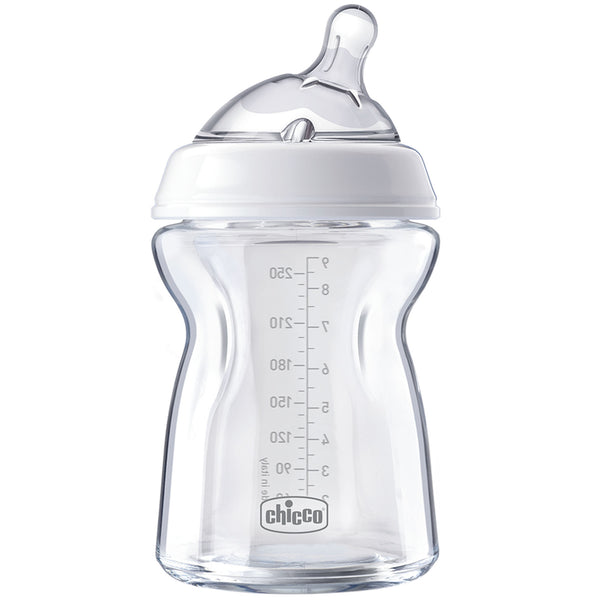 Chicco Bottle GLASS - Natural Feeling 0m+ 250ml (Slow Flow)