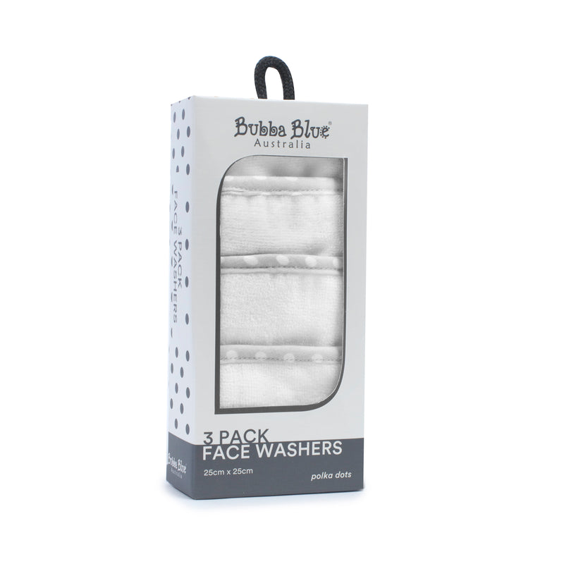 Grey Polka Dots 3pk Face Washers