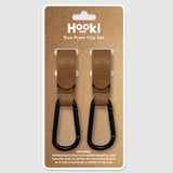 Hooki Duo Pram Hook Clip Set - Tan Brown