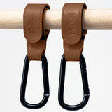 Hooki Duo Pram Hook Clip Set - Tan Brown