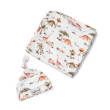 Snuggle Hunny Baby Jersey Wrap & Beanie Set - Dino