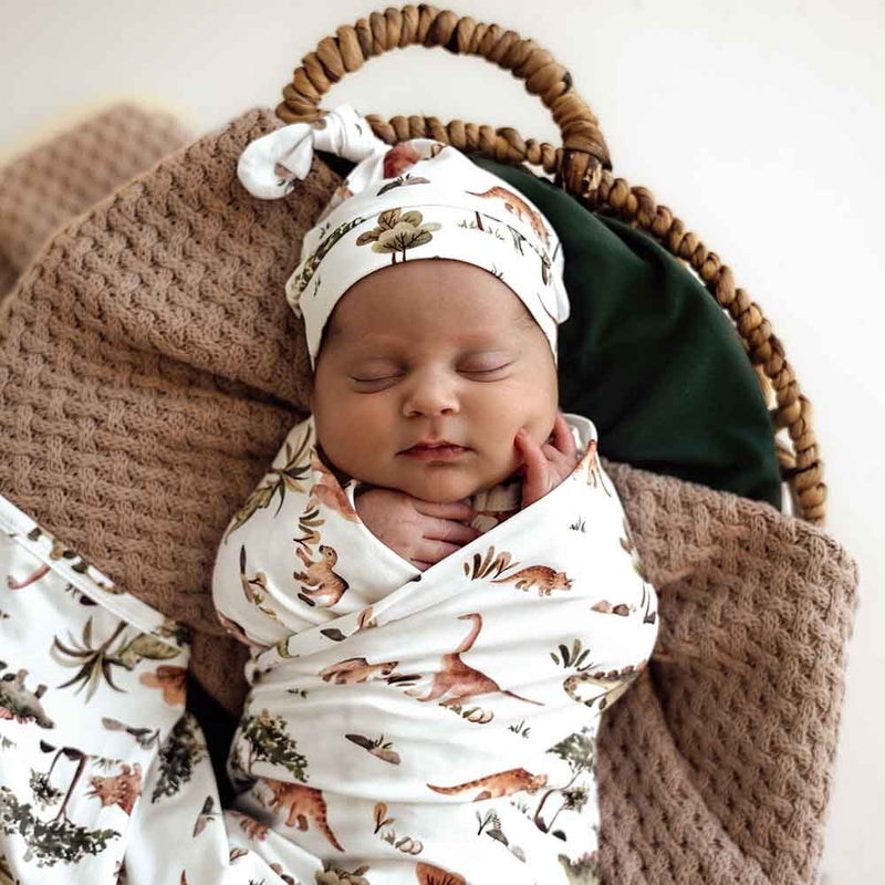 Snuggle Hunny Baby Jersey Wrap & Beanie Set - Dino