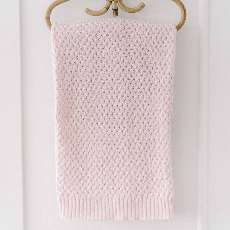 Snuggle Hunny Diamond Knit Baby Blanket - Blush Pink