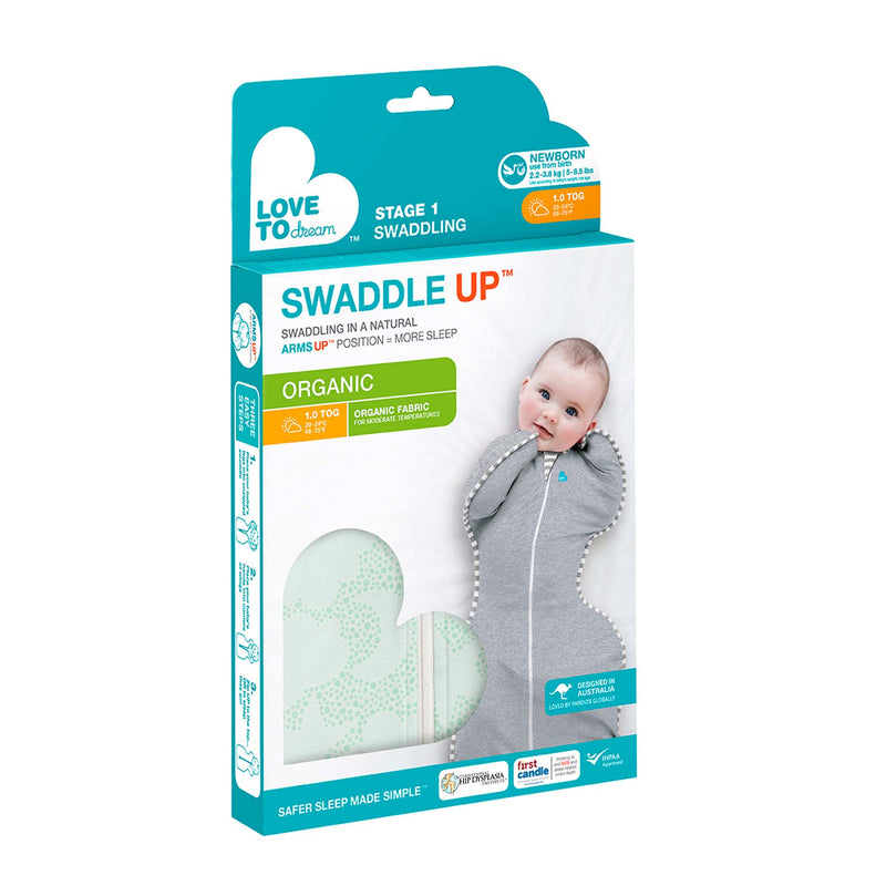 Love To Dream Organic Swaddle Up - Mint Celestial | Tog 1.0