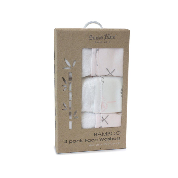 Pink Bloom Bamboo 3pk Face Washers