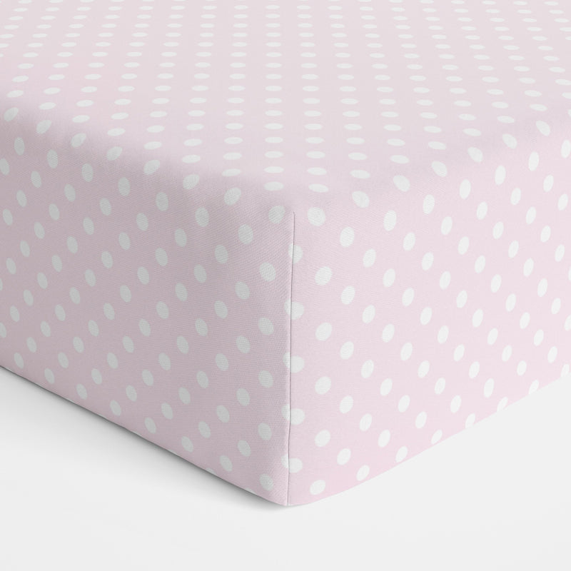 Pink Polka Dot Jersey Cot Fitted Sheet