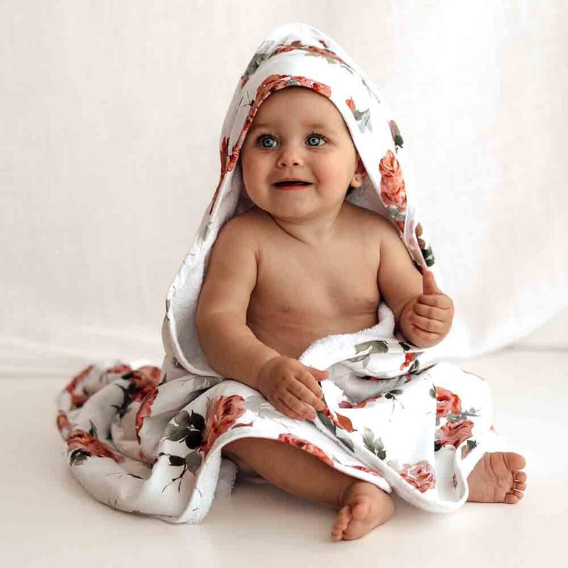 Organic Hooded Baby Towel - Rosebud
