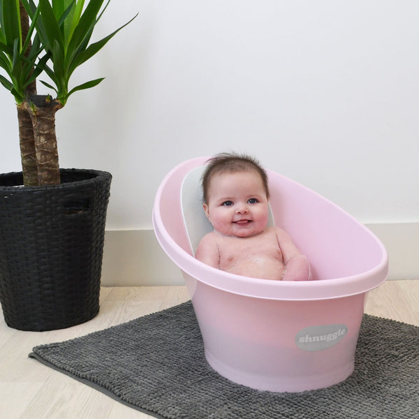 Shnuggle Baby Bath with Plug & Foam Backrest - Rose