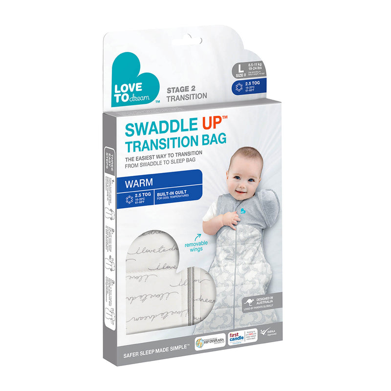 Love to Dream Swaddle Up TRANSITION BAG - Dreamer White | Tog 2.5