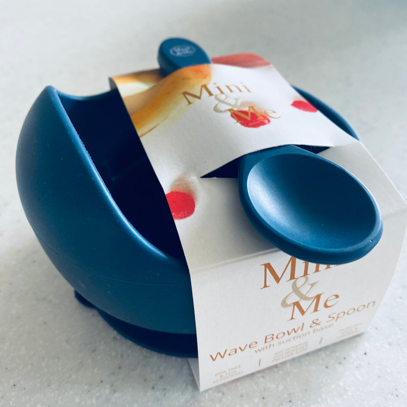 Mini & Me Wave Bowl & Spoon - Blueberry